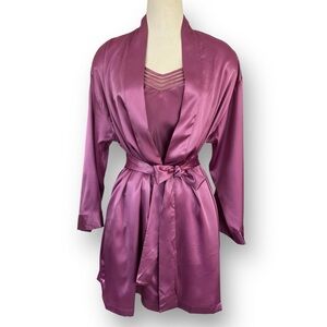 NWT VINTAGE Victoria’s Secret Pink Lilac Slip Gown and Kimono Robe Set